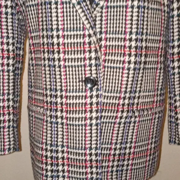 Worthington black and white wool blend herringbone blazer with Specks of color - Picture 8 of 11